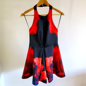 Keepsake the Lable Black and Red Rose Chain Mini Dress